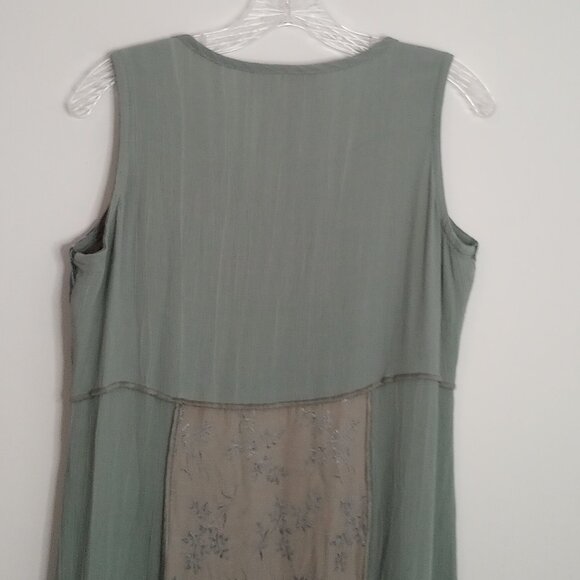 Spencer Alexis Green Embroidered Boho Vintage Maxi Dress - Picture 9 of 12